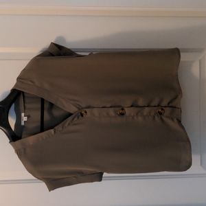 Ardene olive 3 button blouse